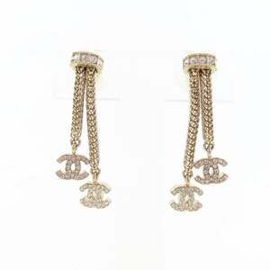 Chanel Cc Logo Earrings Metal Gold-Tone #250122C10B